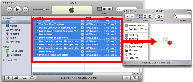 transferir canciones de itunes a reproductor de mp3