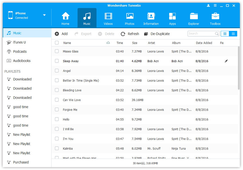 click Music menu