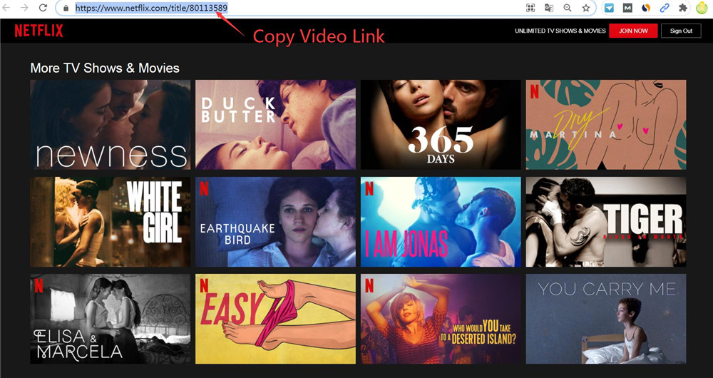 copy netflix video url