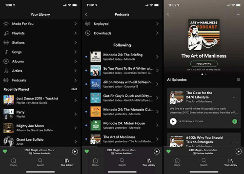 Spotify podcast mobile