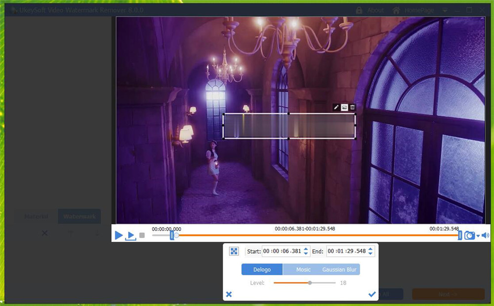 select the delogo mode to remove subtitles