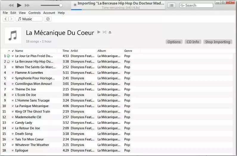 nummers importeren van cd naar iTunes-proces