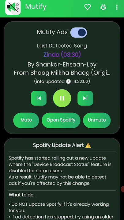 Mutify -Spotify ad blocker