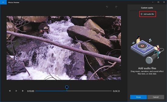 add music to Windows 10 Photos