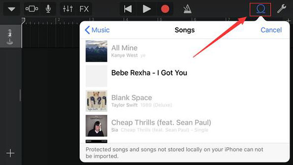 import songs to garageband ios
