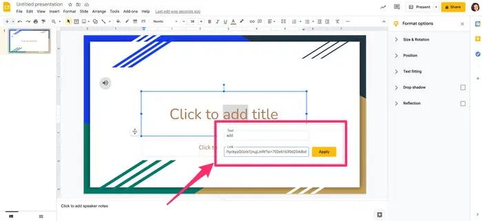 Insert spotify music link to Google Slides