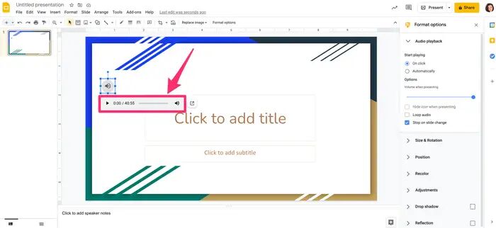 Google Slides.jpg'de spotify müziği çal