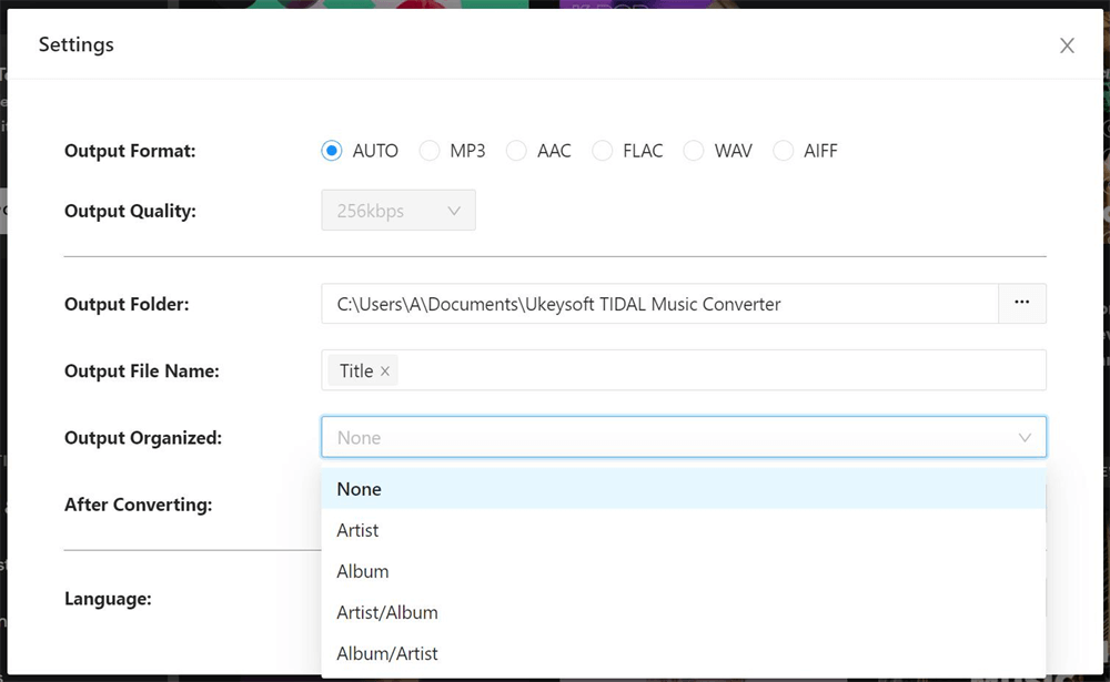 more output settings