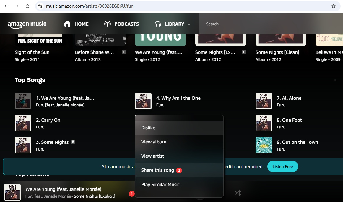 copy amazon song url