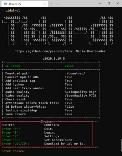 login in Tidal-DL