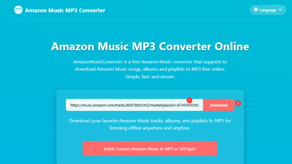 paste url to online amazon music converter