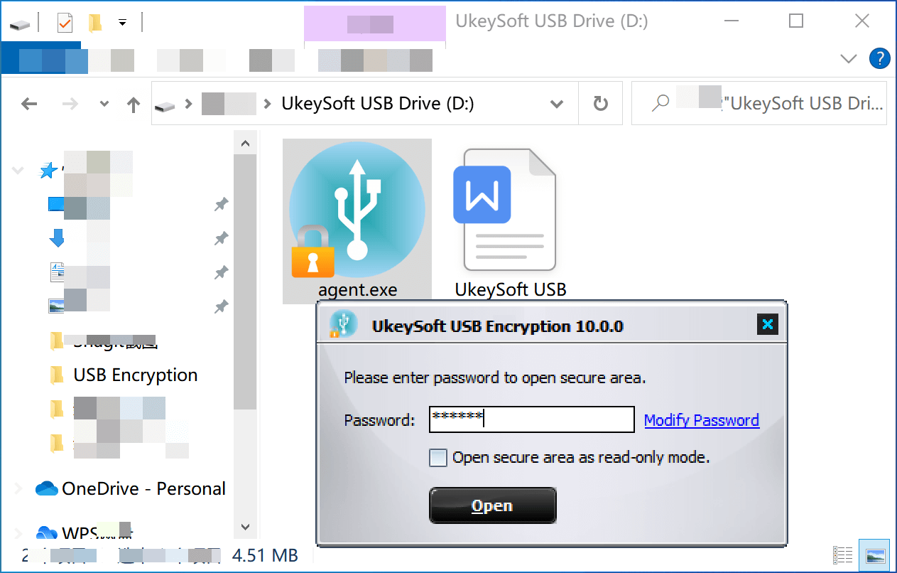 add files or folders to the secure area