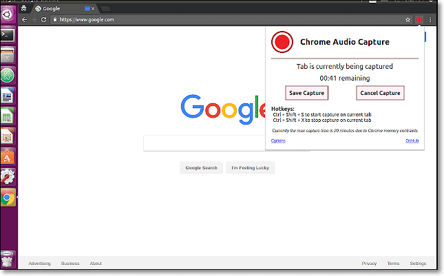 przechwytywanie dźwięku Chrome