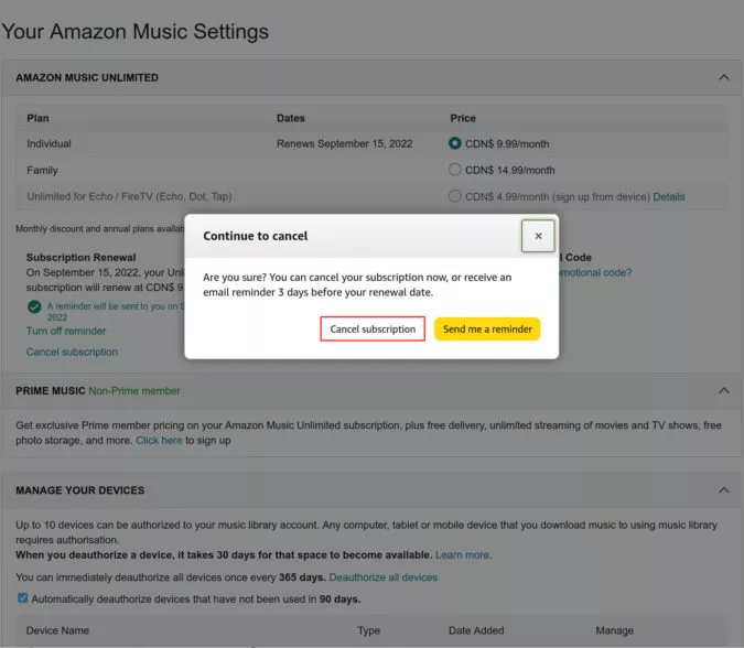 Anuluj Amazon Music na komputerze