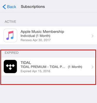 ยกเลิก Tidal บน iPhone