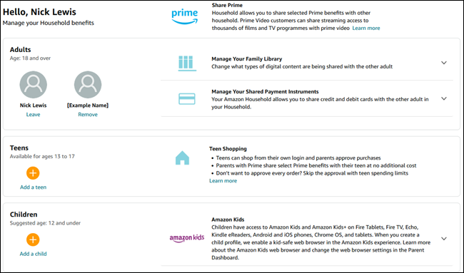 แบ่งปันบัญชีสำคัญผ่าน Amazon Household