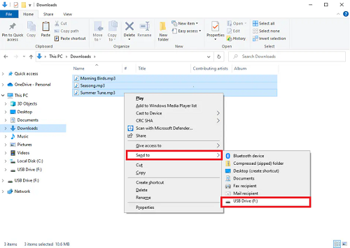transfer pandora music to usb on pc