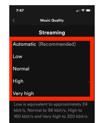 change spotify streaming quality