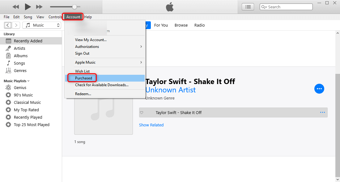 ดาวน์โหลดเพลง iTunes ที่ซื้อมา