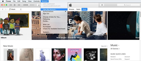 view itunes account