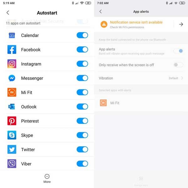 définir des alertes d'application