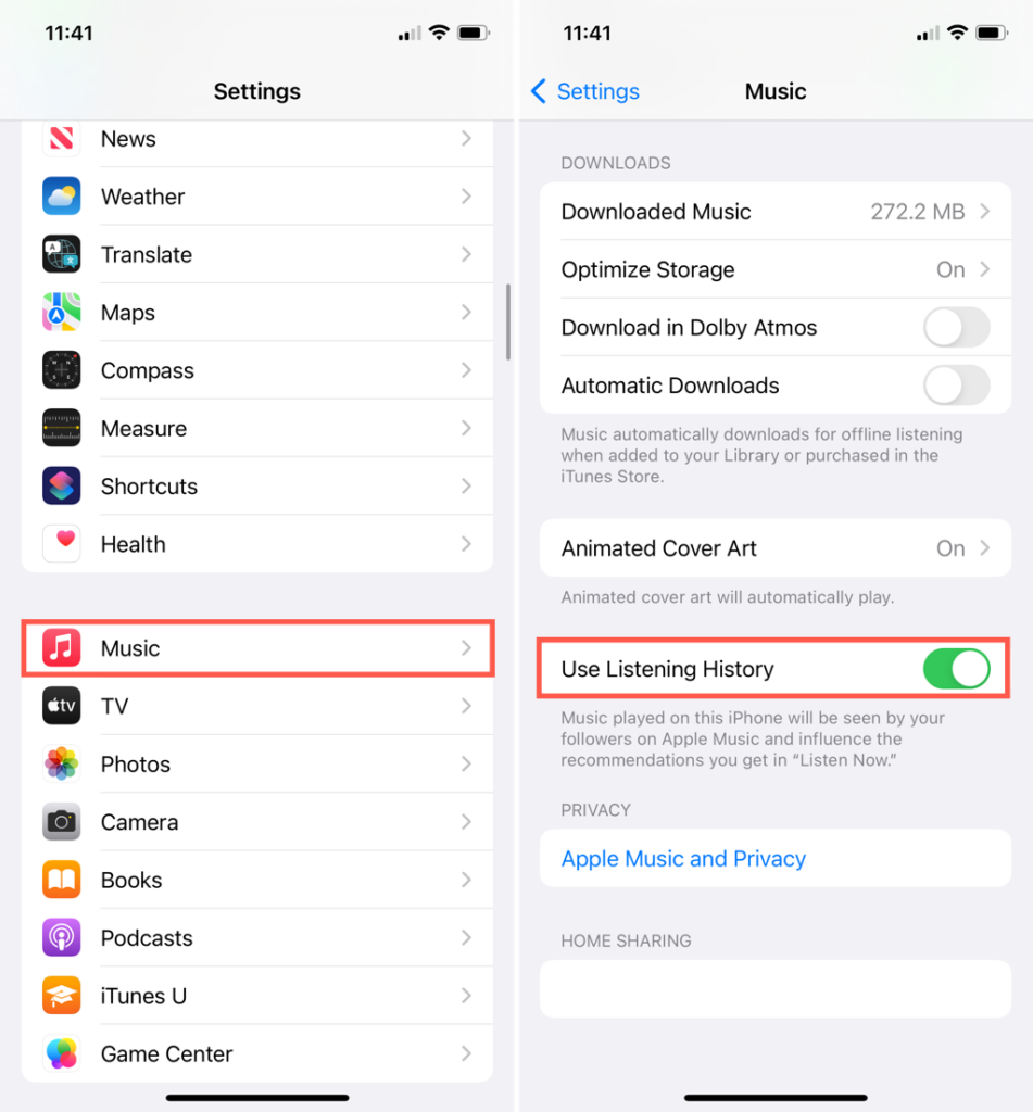 enable listening history