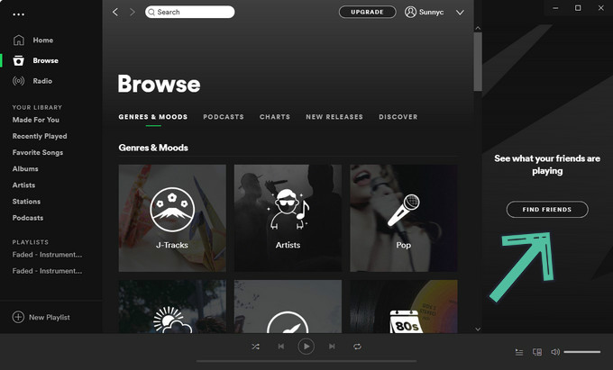 cari dan tambah rakan di spotify