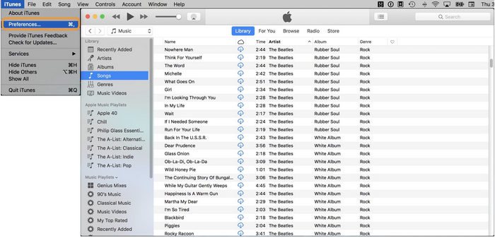 مكتبة الموسيقى على icloud mac