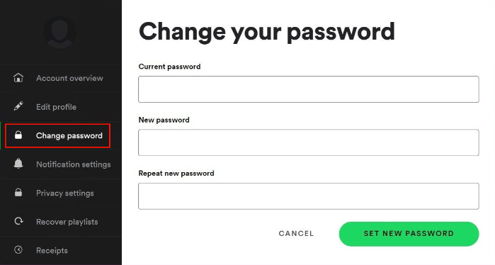 reset password