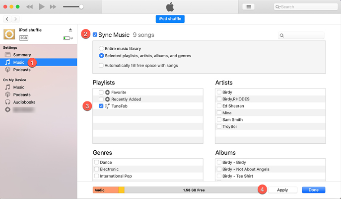 sync music from itunes to ipod shuffle
