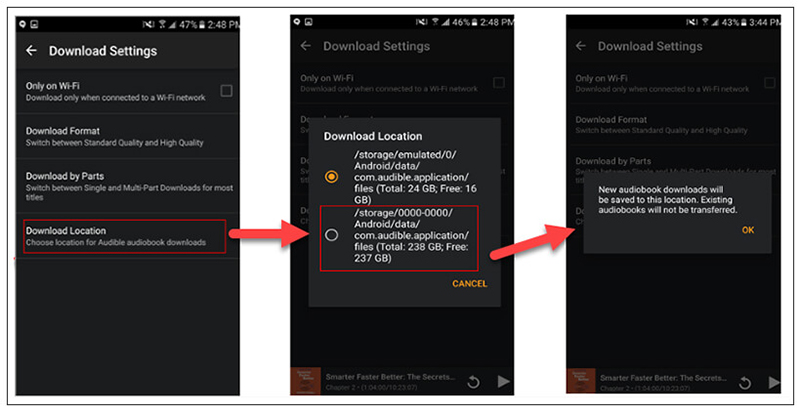 transférer audible sur carte sd sur android