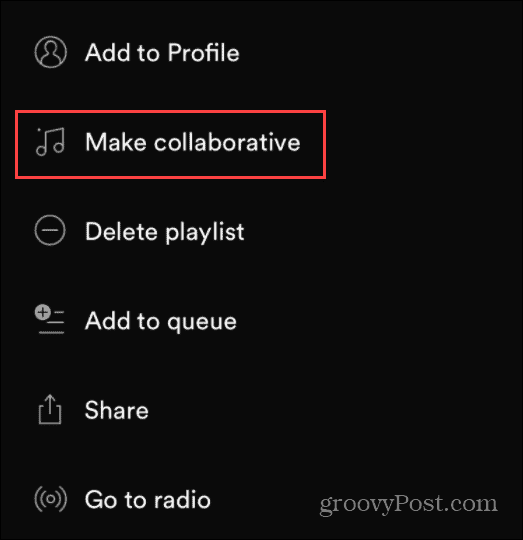 make a collaborative playlist on mobile