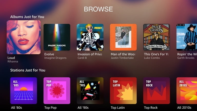 Amazon Music alkalmazás az Apple TV-n