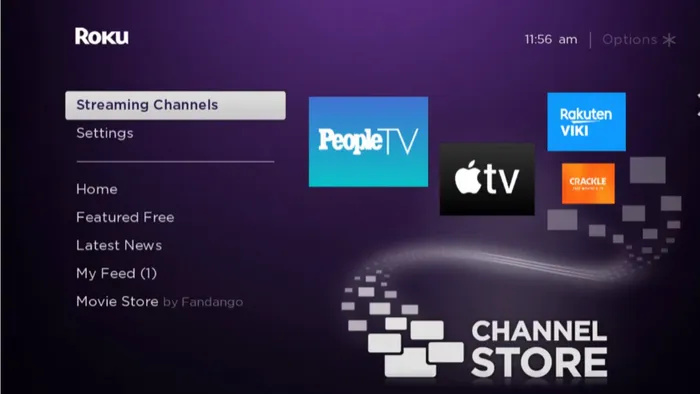 Pantalla de inicio de Roku