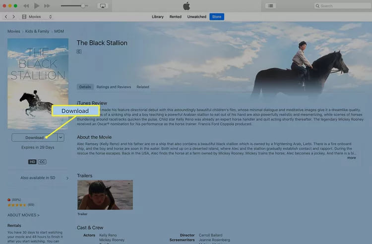 baixar filme do itunes para o computador