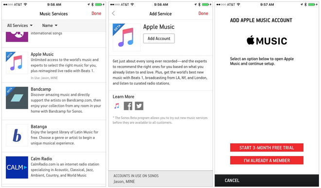 adicionar o Apple Music ao aplicativo Sonos