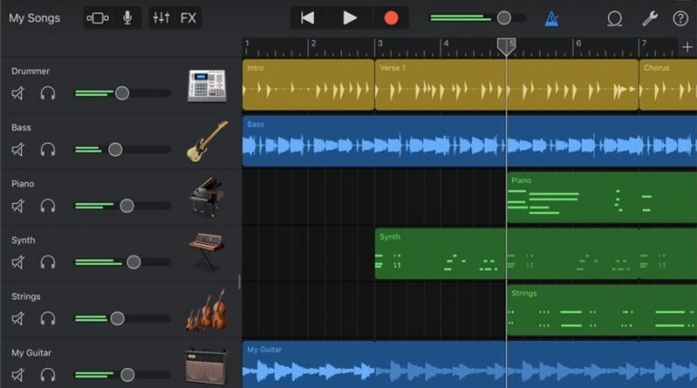 getijdenmuziek toevoegen aan GarageBand op ipad