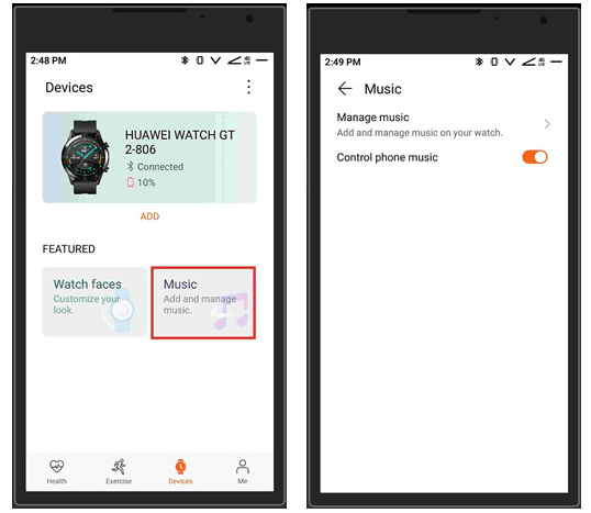 Transfer music to huawei watch 2 clearance