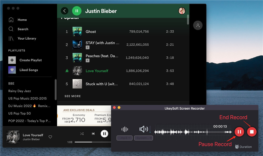 pause or end recording