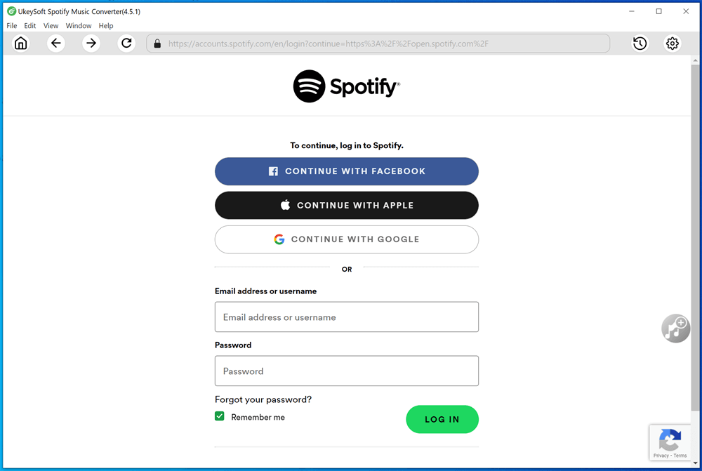 Faça login na conta do Spotify