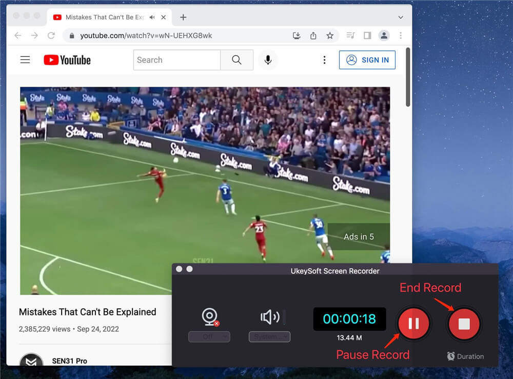 pause or end recording