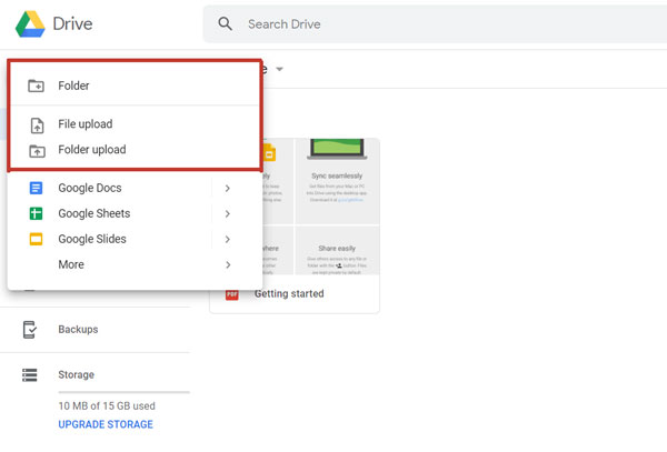 upload music to google drive