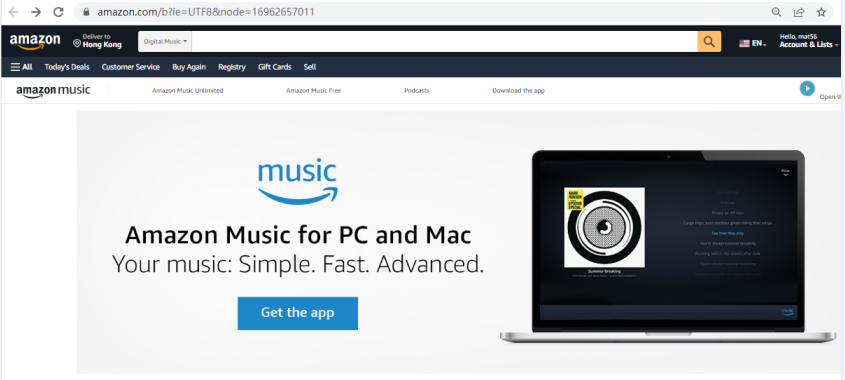 aplicativo de desktop de música amazon