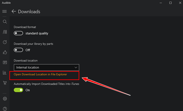 where are downloaded audible files on windows