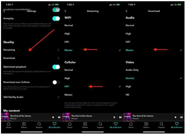 tidal music quality on phone