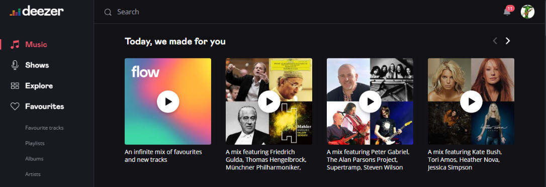 deezer muziek webspeler