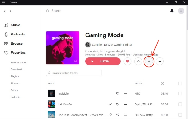 Deezer müziğini bilgisayara indir