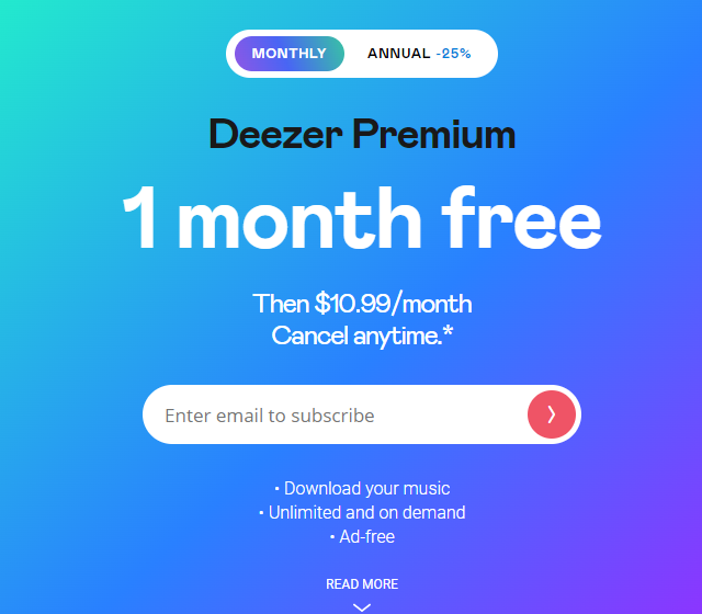 få deezer 1 måneds gratis prøveperiode