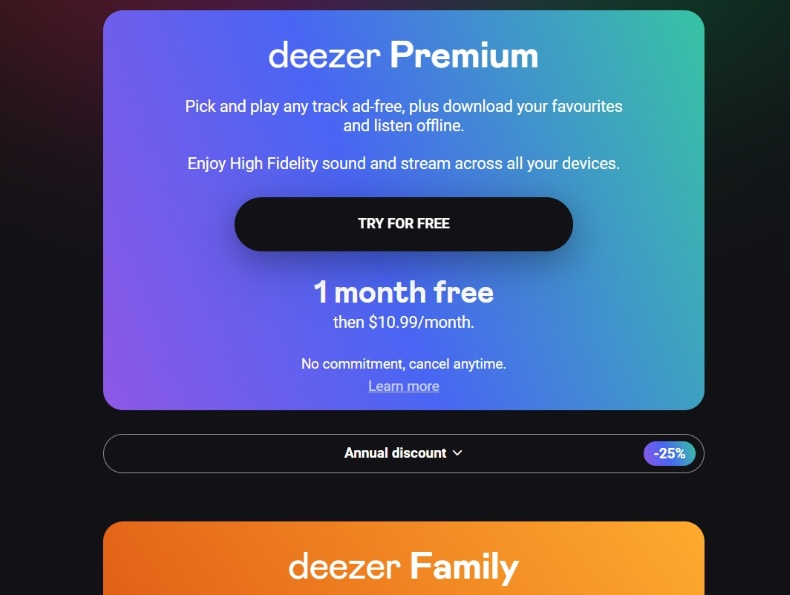 Deezer プレミアムを無料で入手