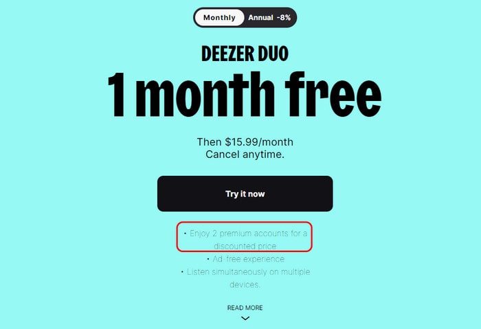 get deezer 2 month free